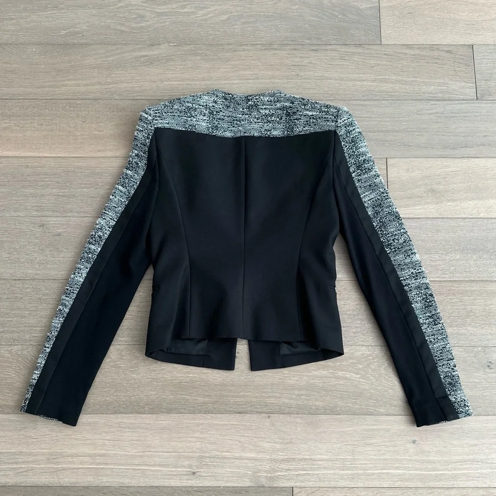 BCBG Black Tweed Color Block Blazer - Picture 4 of 8